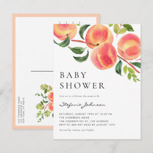 Postal De Invitación Baby Shower de verano para los duraznos de agua