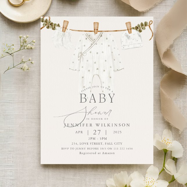 Postal De Invitación Baby Shower del Boho neutral de presupuesto (Budget Neutral Boho Baby Shower Invitation Postcard)