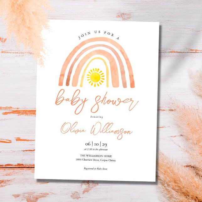 Postal de invitación Baby Shower del Boho Rainbow  (Subido por el creador)