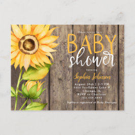 Postal De Invitación Baby Shower floral de girasol amarillo rubio