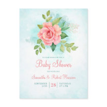 Baby Shower floral rosa rosa rosa turquesa