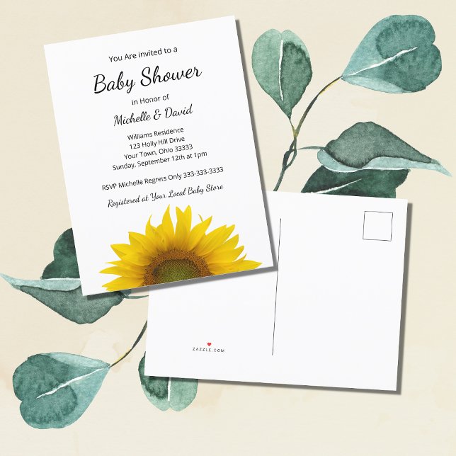 Postal De Invitación Baby Shower neutral de género de girasol moderno (Subido por el creador)