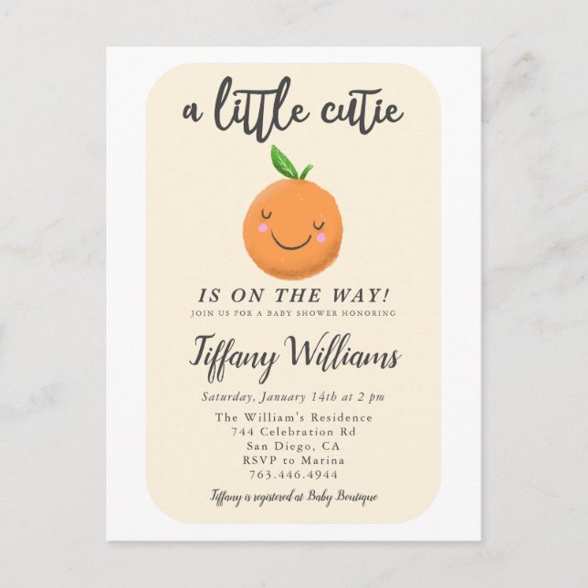 Postal De Invitación Baby Shower neutro de género masculino (Anverso)