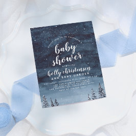 Postal De Invitación Baby Shower neutro en el cielo de invierno