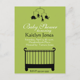Postal De Invitación Baby Shower - Niño, cuna con móvil
