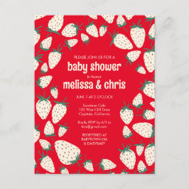 Postal De Invitación Baby Shower PERSONALIZADO Pineberry Cute de fresa 