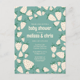 Postal De Invitación Baby Shower PERSONALIZADO Pineberry Cute de fresa 
