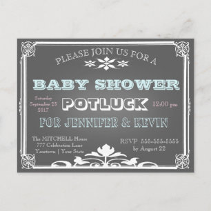 Postal De Invitación Baby Shower   POTLUCK   Pizarra