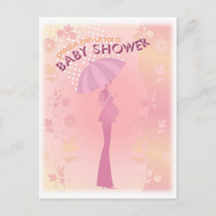 Postal de invitación Baby Shower rosa en bonito