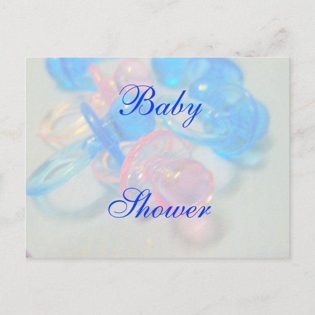 Postal De Invitación Baby Shower rosa y azul bonito (Anverso)