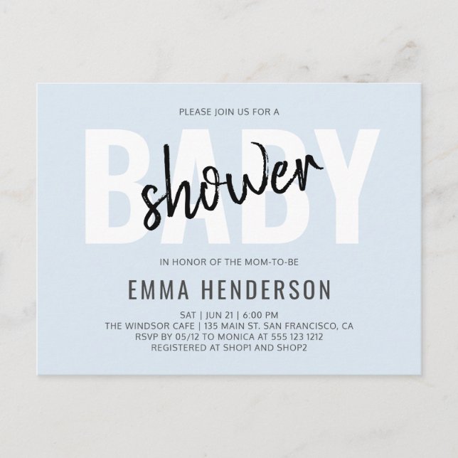 Postal De Invitación Baby Shower sencillo y moderno (Anverso)