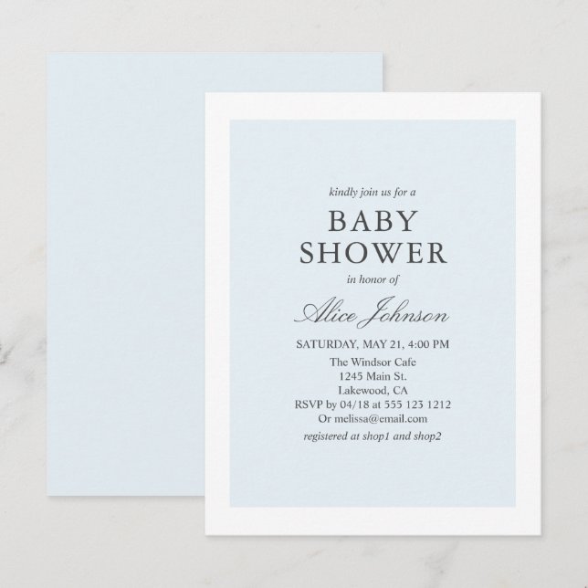 Postal De Invitación Baby Shower simple y elegante (Anverso / Reverso)