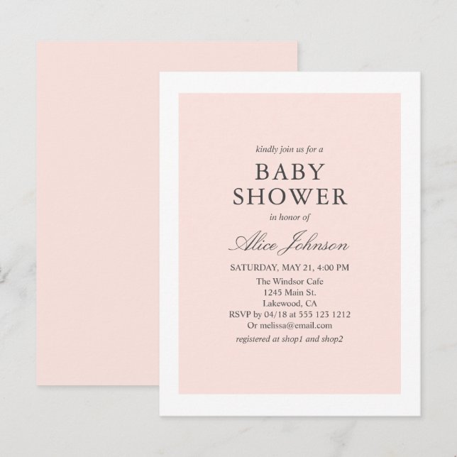 Postal De Invitación Baby Shower simple y elegante (Anverso / Reverso)
