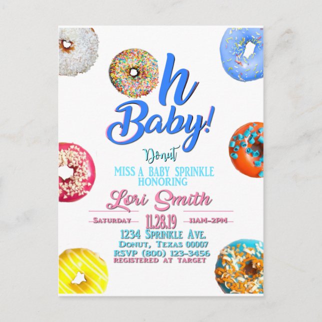 Postal De Invitación Baby Shower Sprinkle Boy (Anverso)