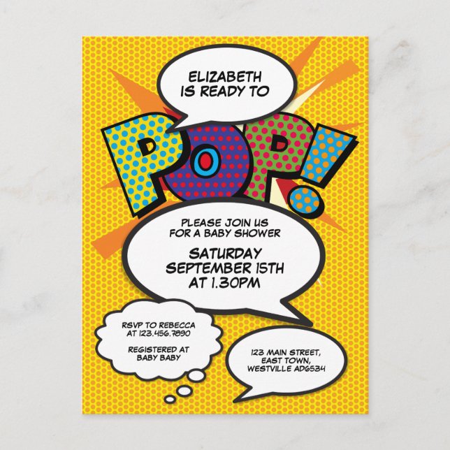 Postal De Invitación Baby Shower Sprinkle Photo Modern Fun Comic (Anverso)