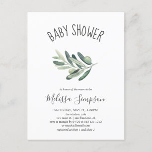Postal De Invitación Baby Shower verde oliva