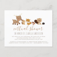 Baby Shower virtual con temas de bosque neutral de