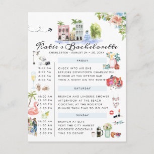 Postal De Invitación Bachelorette Weekend Itinerary   Charleston, SC