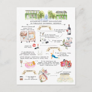 Postal De Invitación Bachelorette Weekend Itinerary   Savannah, Georgia