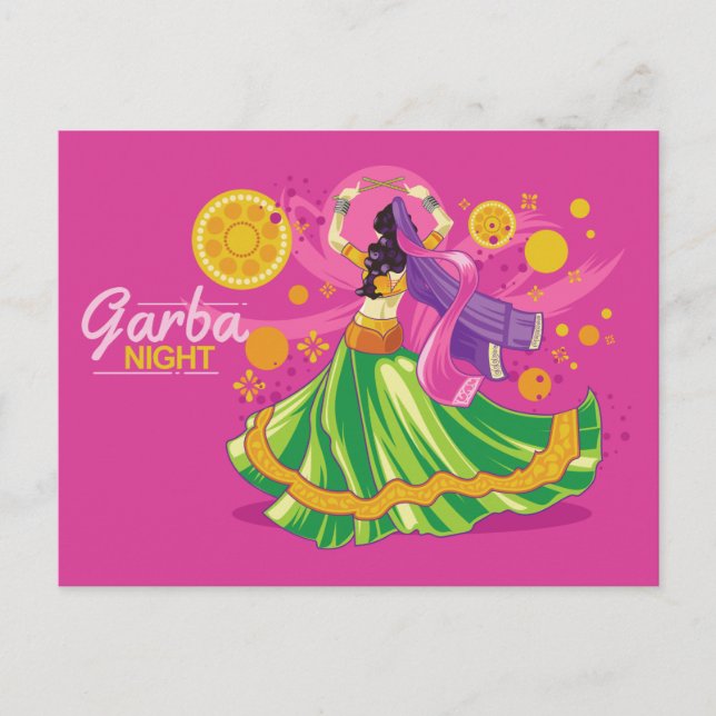 Postal De Invitación Bailarina nocturna Garba, rosa (Anverso)