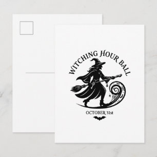 Postal De Invitación Baile de la Hora de Brujas Vintage de Halloween