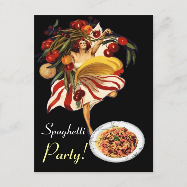 POSTAL DE INVITACIÓN BAILE FIESTA DE ESPAGUETTI, COCINA ITALIANA Y TOMA (Anverso)