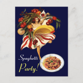POSTAL DE INVITACIÓN BAILE FIESTA DE ESPAGUETTI, COCINA ITALIANA Y TOMA