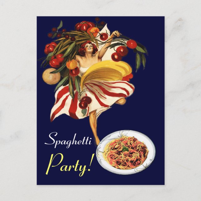 POSTAL DE INVITACIÓN BAILE FIESTA DE ESPAGUETTI, COCINA ITALIANA Y TOMA (Anverso)