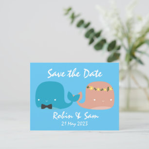Postal De Invitación Ballenas de dibujos animados lindos guardan la fec