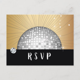Postal De Invitación Balón disco, baile, oro Postcard RSVP