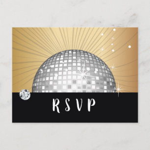 Postal De Invitación Balón disco, baile, oro Postcard RSVP