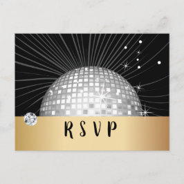 Postal De Invitación Balón disco, baile, oro Postcard RSVP