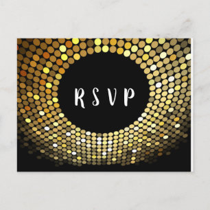 Postal De Invitación Balón disco, baile, oro Postcard RSVP