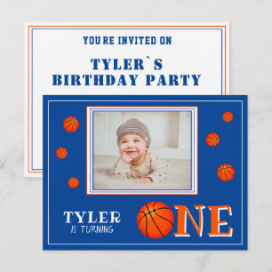 Postal De Invitación Baloncesto Ball Sports One First Birthday Photo