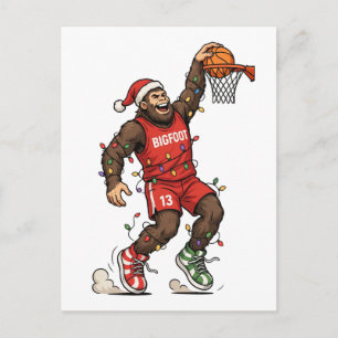 Postal De Invitación Baloncesto de Bigfoot Sasquatch Navidad 2026 Holid