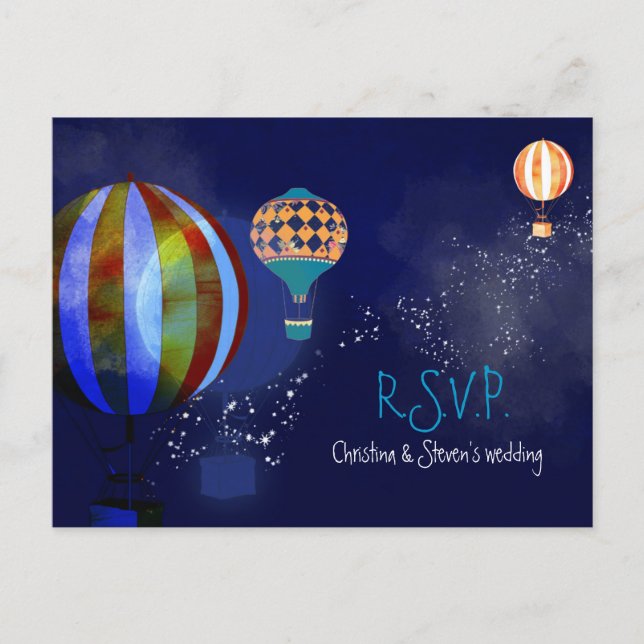 Postal De Invitación Balones de aire caliente Boda de la Marina RSVP (Anverso)