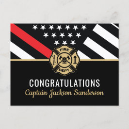 Postal De Invitación Bandera de Línea Roja de Jubilación de Bombero Bom