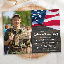 Postal De Invitación Bandera estadounidense de la casa de bienvenida mi