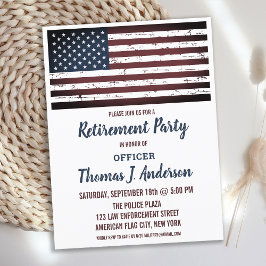 Postal De Invitación Bandera Estadounidense Grunge Jubilación Policía M