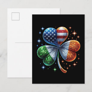 Postal De Invitación Bandera irlandesa americana DÍA DE SAN PATRICIO