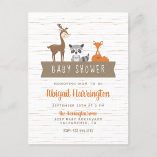 Postal De Invitación Bandera linda Baby Shower de los animales del