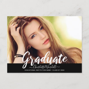 Postal De Invitación Banner negro del partido moderno de graduación de