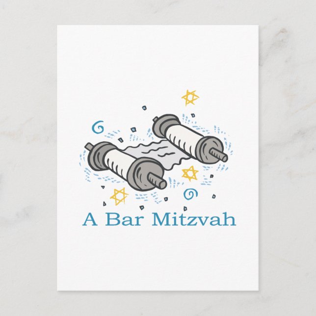 Postal De Invitación Bar Mitzvah (Anverso)