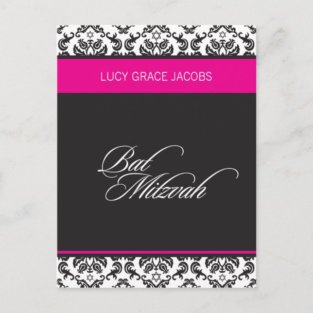 Postal De Invitación BAR MITZVAH :: chica 4 (Anverso)