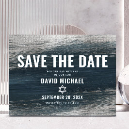 Postal De Invitación Bar Mitzvah Guardar fecha Relieve metalizado plate