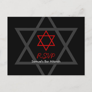 Postal De Invitación Bar negro y rojo Mitzvah RSVP