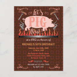 Postal De Invitación Barbacoa BBQ Funny Pig Summer Birday Party