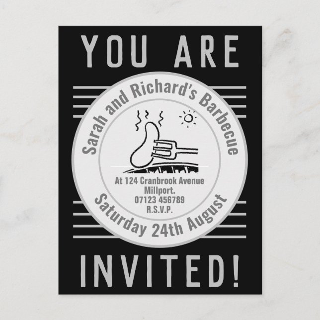 Postal De Invitación Barbacoa Fiesta Jardín (Anverso)