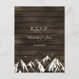 Postal De Invitación Barnwood Camping Rústica Mountains Wedding rsvp