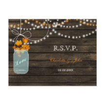 Barnwood mason jars fall boda RSVP